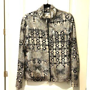 Mirror Image metallic silver & black dressy jacket, L, NWT!